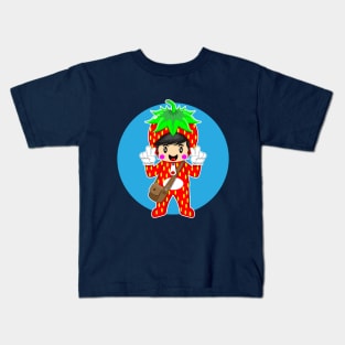 mascot strawberry cartoon cute and funny Kids T-Shirt